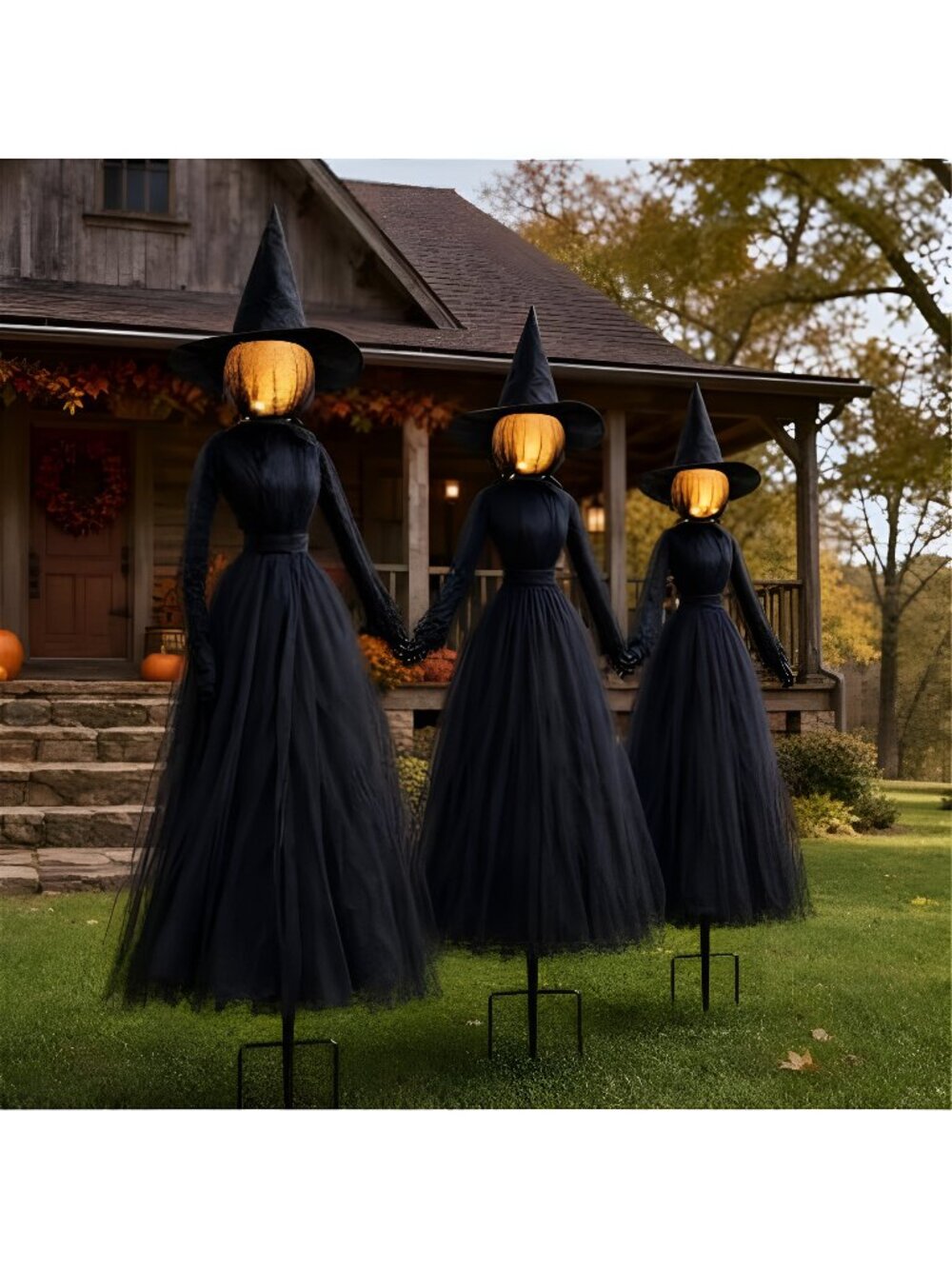 Halloween Witch Decorations Outdoor, 6 FT Set of 3 Holding Hands Witches Stakes